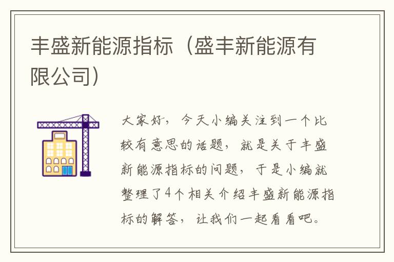 丰盛新能源指标（盛丰新能源有限公司）