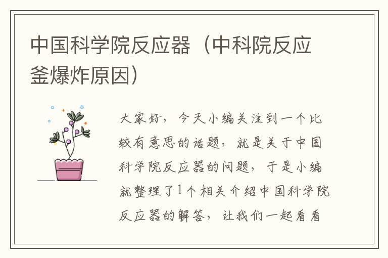 中国科学院反应器（中科院反应釜爆炸原因）