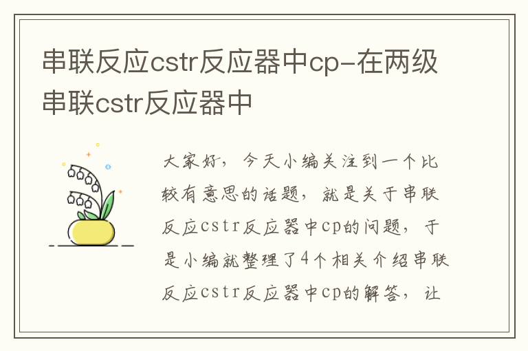 串联反应cstr反应器中cp-在两级串联cstr反应器中