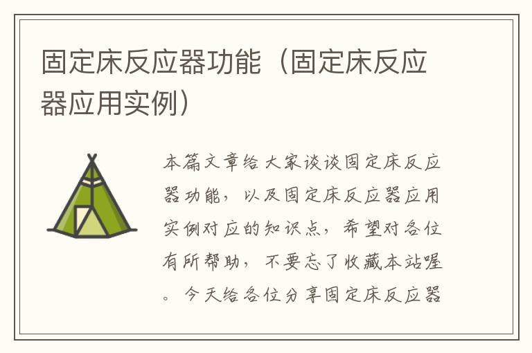 固定床反应器功能（固定床反应器应用实例）