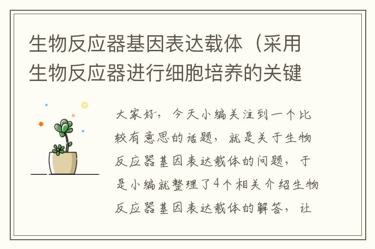 生物反应器基因表达载体（采用生物反应器进行细胞培养的关键技术有哪些?）