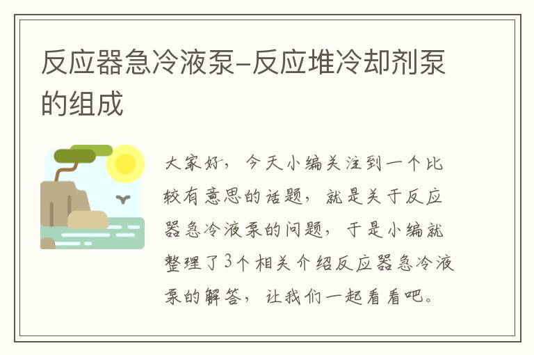 反应器急冷液泵-反应堆冷却剂泵的组成