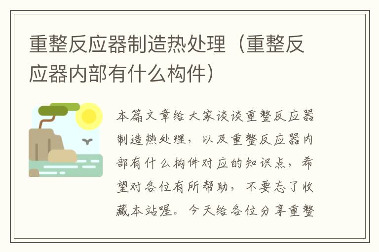 重整反应器制造热处理（重整反应器内部有什么构件）