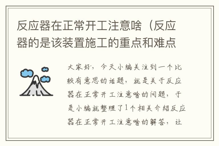 反应器在正常开工注意啥（反应器的是该装置施工的重点和难点）