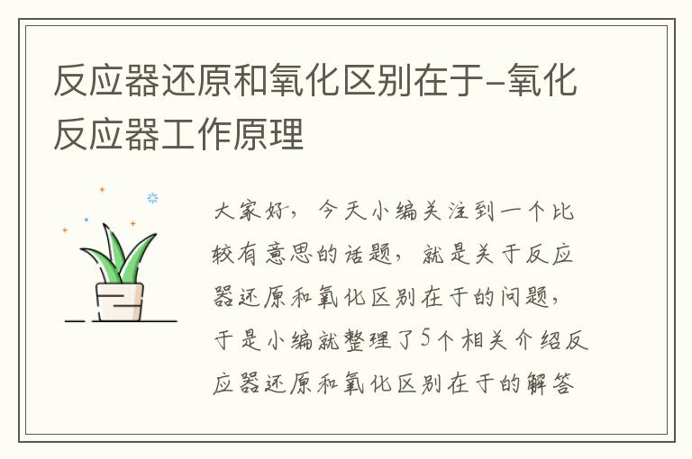 反应器还原和氧化区别在于-氧化反应器工作原理