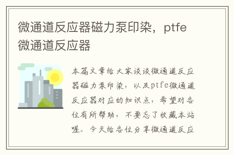 微通道反应器磁力泵印染，ptfe微通道反应器