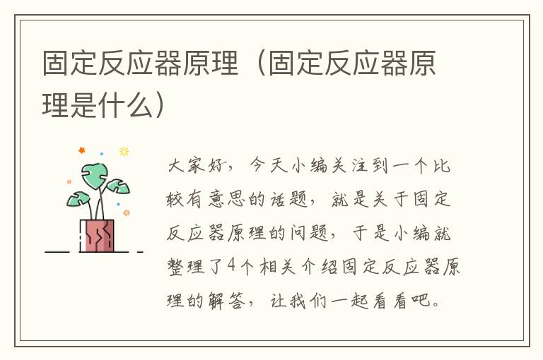 固定反应器原理（固定反应器原理是什么）