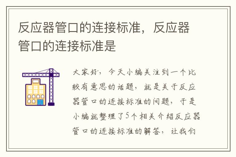 反应器管口的连接标准，反应器管口的连接标准是