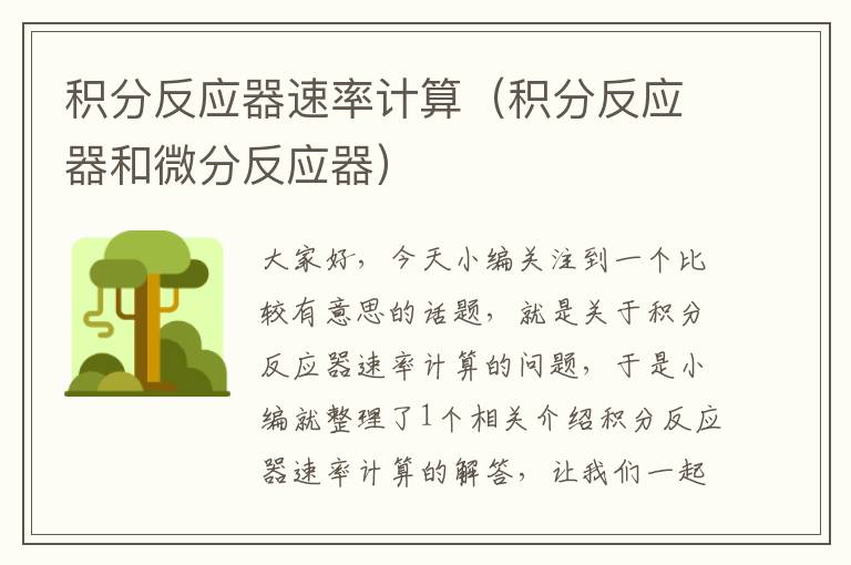 积分反应器速率计算（积分反应器和微分反应器）