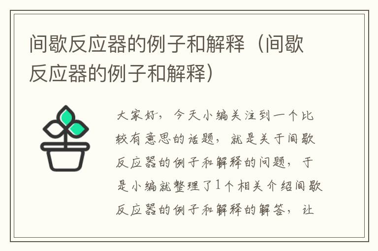 间歇反应器的例子和解释（间歇反应器的例子和解释）