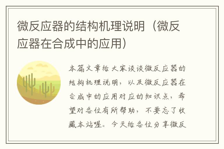 微反应器的结构机理说明（微反应器在合成中的应用）