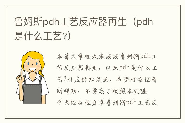 鲁姆斯pdh工艺反应器再生（pdh是什么工艺?）