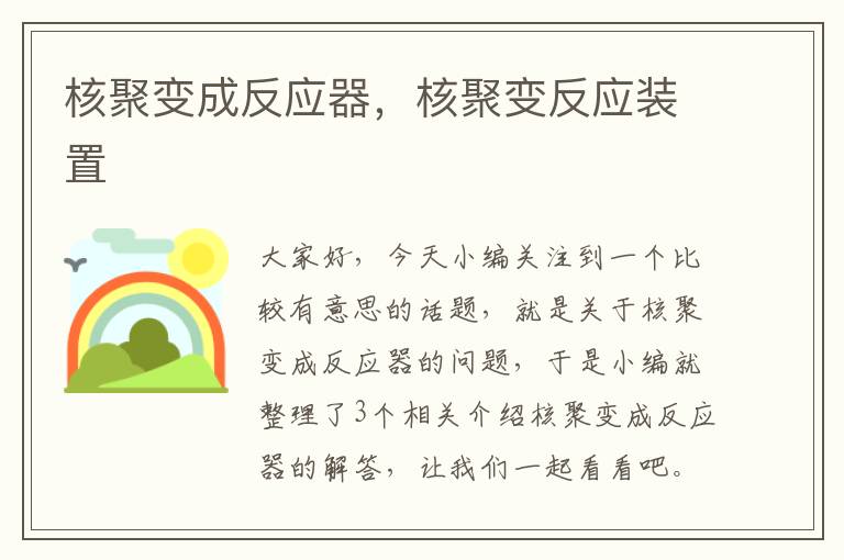 核聚变成反应器，核聚变反应装置