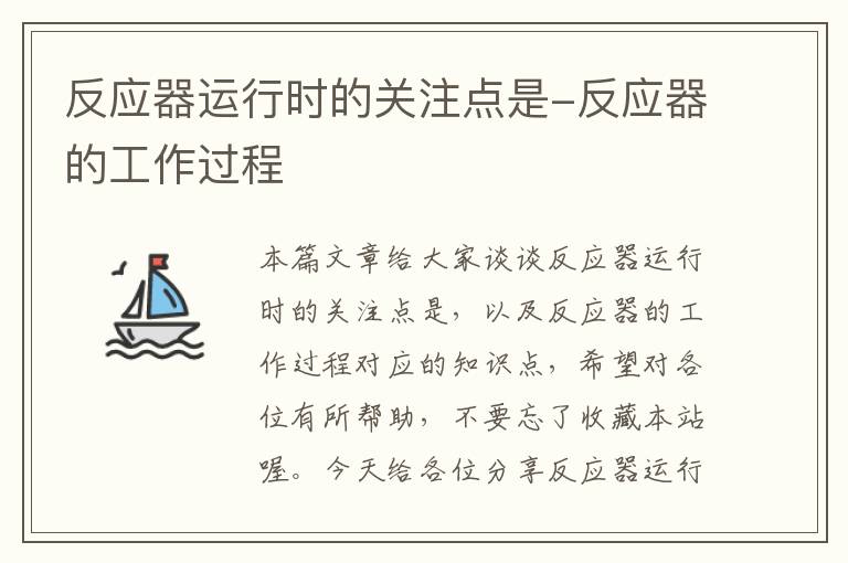 反应器运行时的关注点是-反应器的工作过程