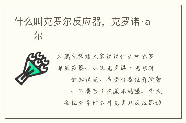 什么叫克罗尔反应器，克罗诺·克尔