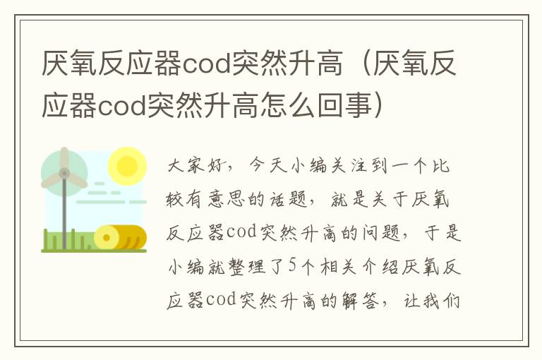 厌氧反应器cod突然升高（厌氧反应器cod突然升高怎么回事）