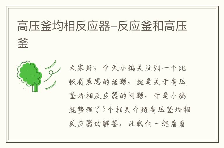 高压釜均相反应器-反应釜和高压釜