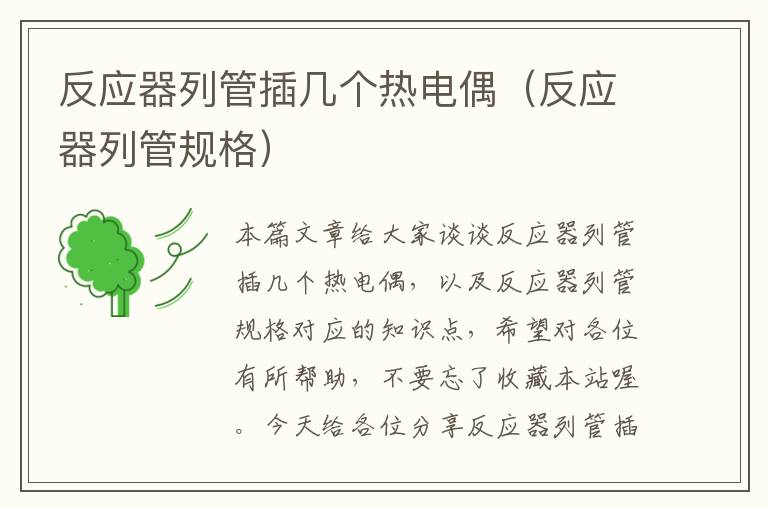 反应器列管插几个热电偶（反应器列管规格）