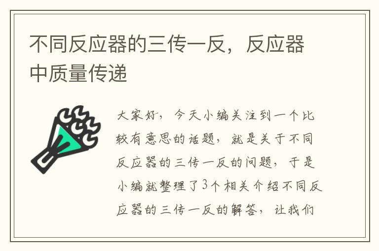 不同反应器的三传一反，反应器中质量传递