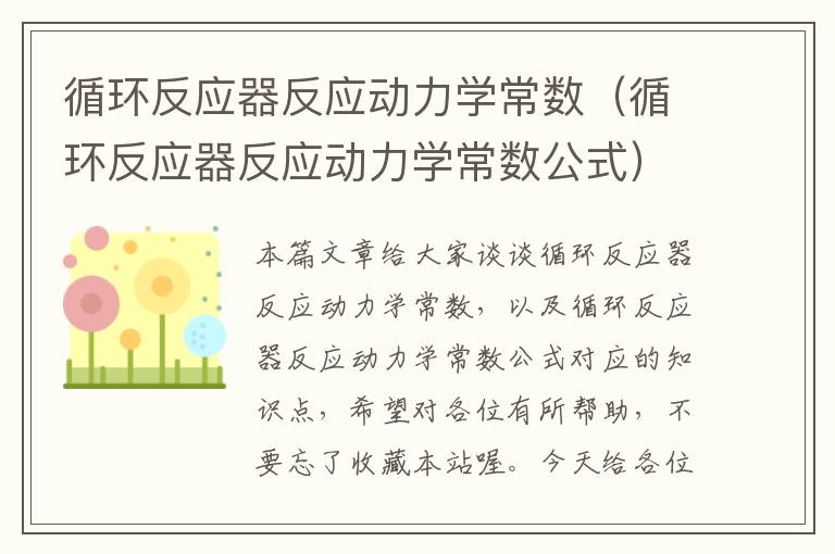 循环反应器反应动力学常数（循环反应器反应动力学常数公式）