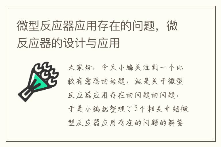 微型反应器应用存在的问题，微反应器的设计与应用