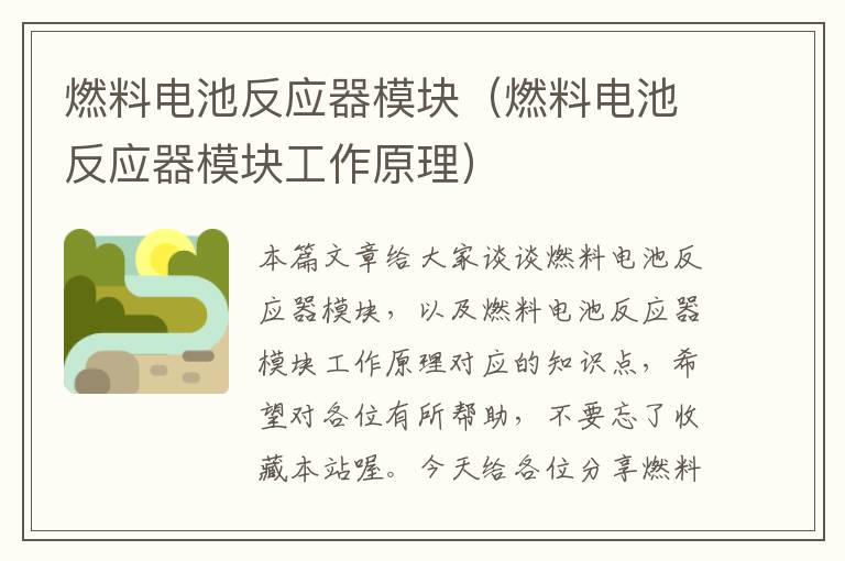 燃料电池反应器模块（燃料电池反应器模块工作原理）