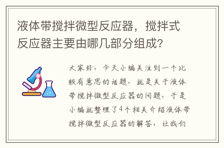 液体带搅拌微型反应器，搅拌式反应器主要由哪几部分组成?