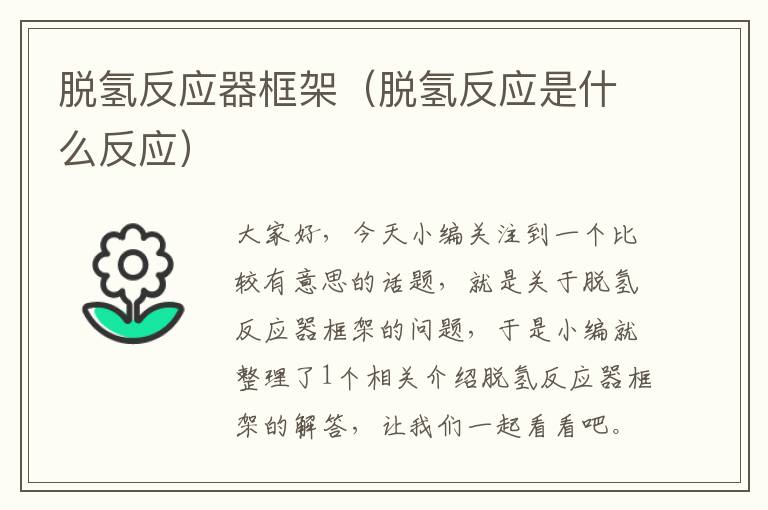 脱氢反应器框架（脱氢反应是什么反应）