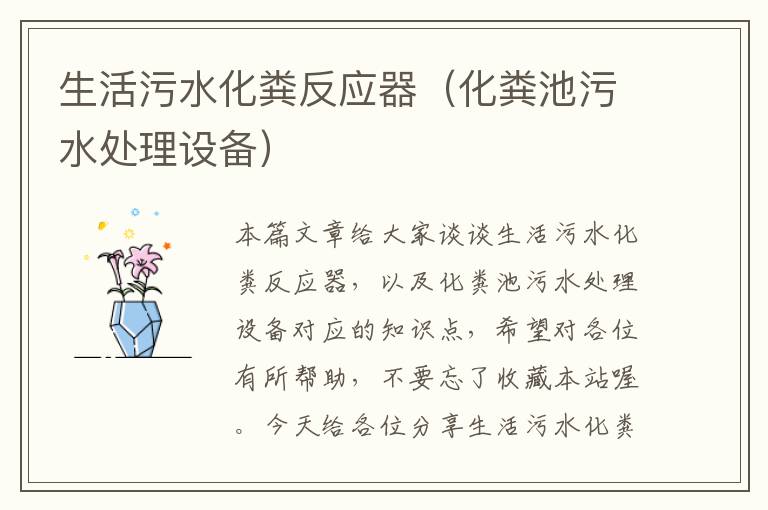 生活污水化粪反应器（化粪池污水处理设备）