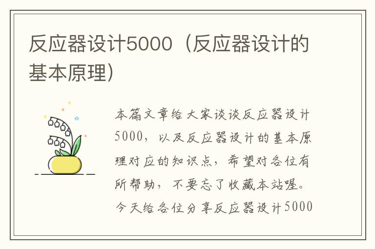 反应器设计5000（反应器设计的基本原理）