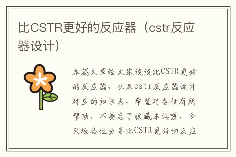 比CSTR更好的反应器（cstr反应器设计）