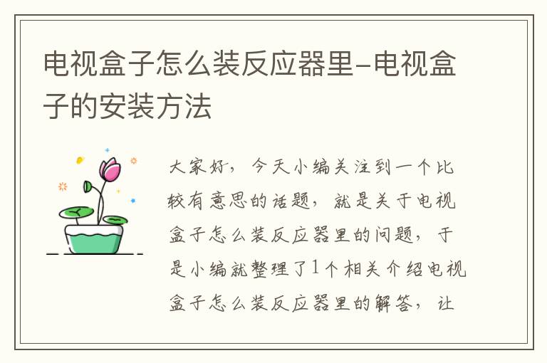 电视盒子怎么装反应器里-电视盒子的安装方法