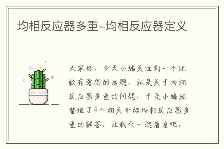 均相反应器多重-均相反应器定义