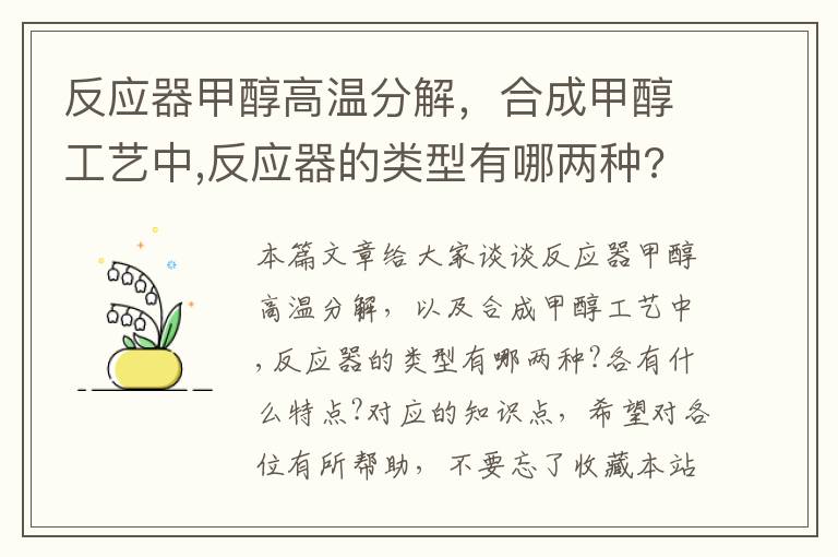 反应器甲醇高温分解，合成甲醇工艺中,反应器的类型有哪两种?各有什么特点?