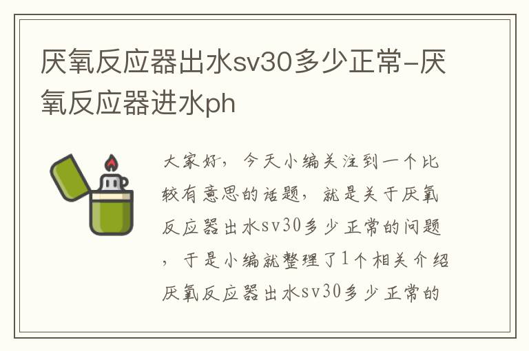 厌氧反应器出水sv30多少正常-厌氧反应器进水ph