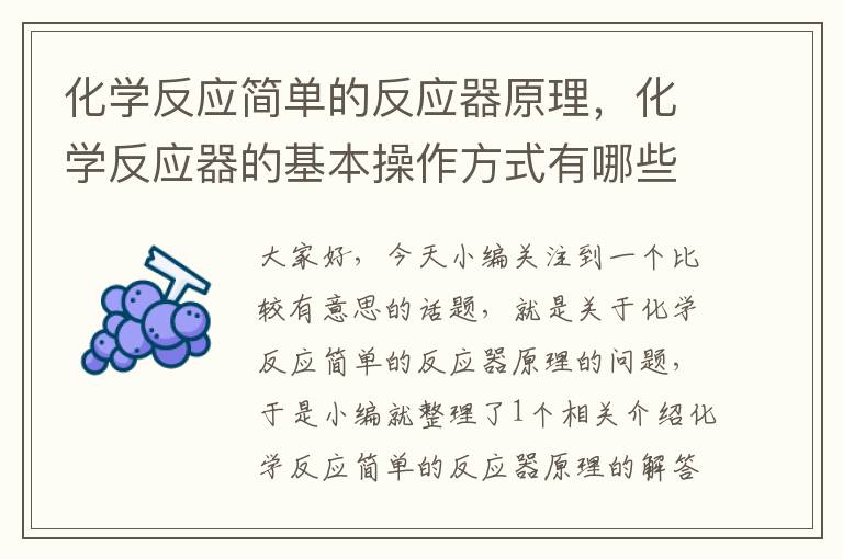 化学反应简单的反应器原理，化学反应器的基本操作方式有哪些