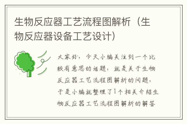 生物反应器工艺流程图解析（生物反应器设备工艺设计）