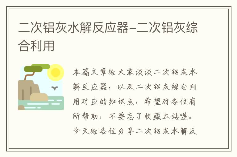 二次铝灰水解反应器-二次铝灰综合利用