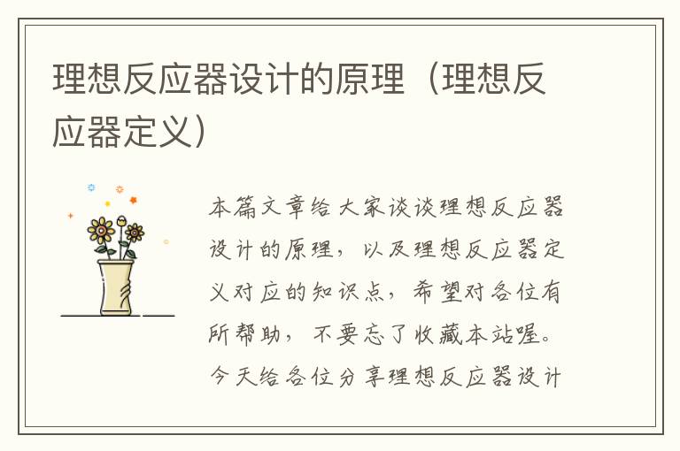 理想反应器设计的原理（理想反应器定义）