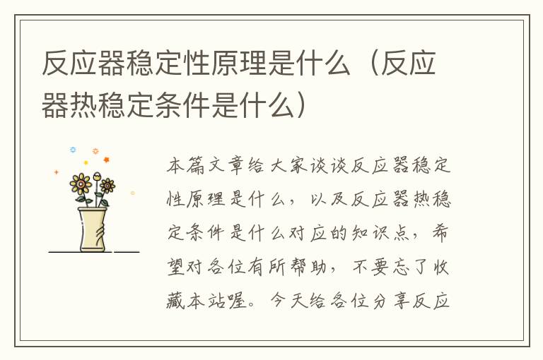 反应器稳定性原理是什么（反应器热稳定条件是什么）