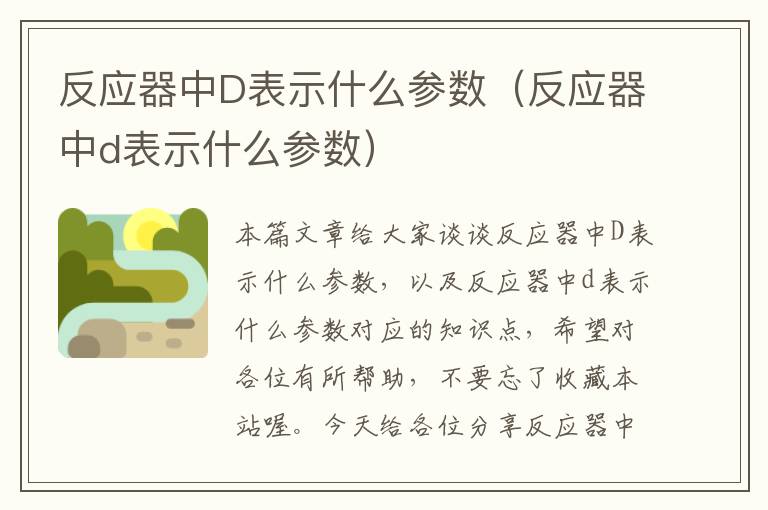 反应器中D表示什么参数（反应器中d表示什么参数）