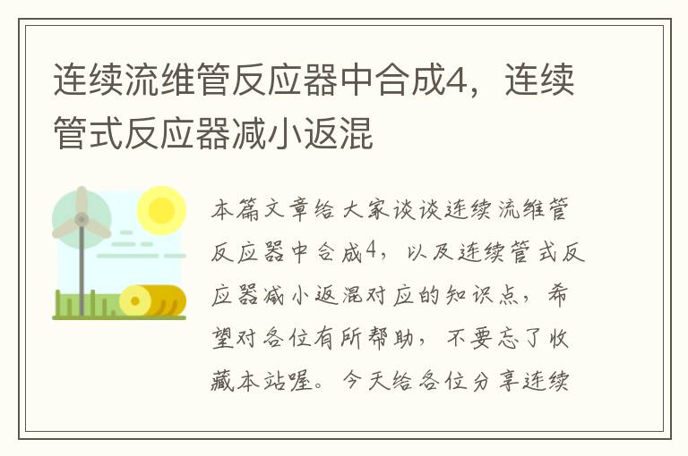 连续流维管反应器中合成4，连续管式反应器减小返混