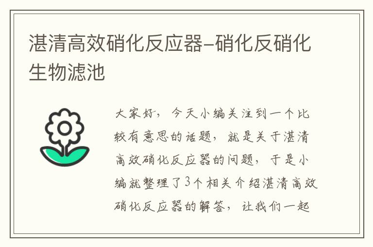 湛清高效硝化反应器-硝化反硝化生物滤池