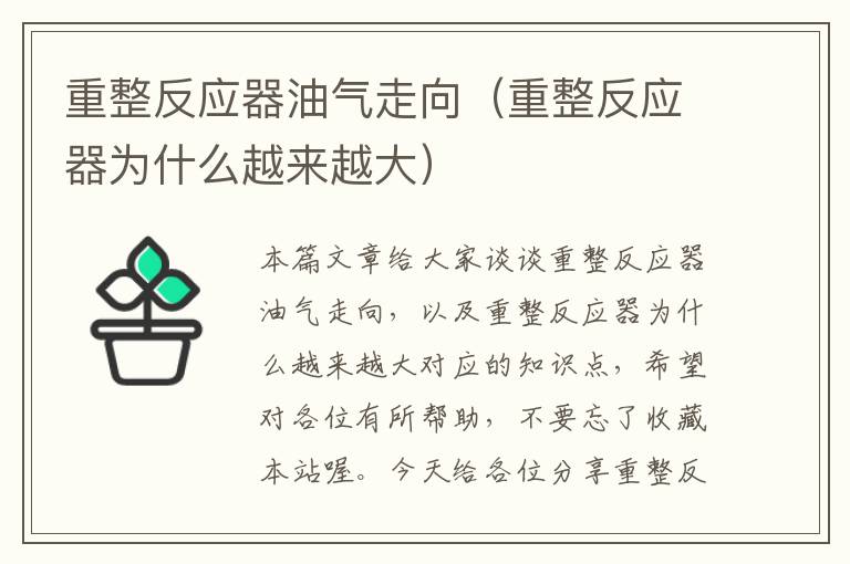 重整反应器油气走向（重整反应器为什么越来越大）