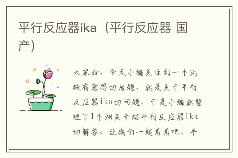 平行反应器ika（平行反应器 国产）