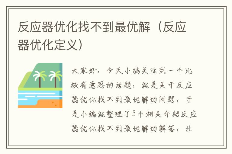 反应器优化找不到最优解（反应器优化定义）