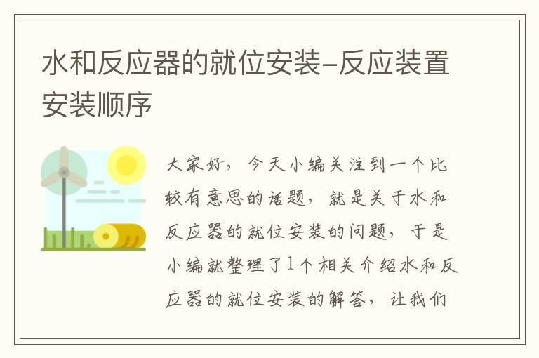 水和反应器的就位安装-反应装置安装顺序