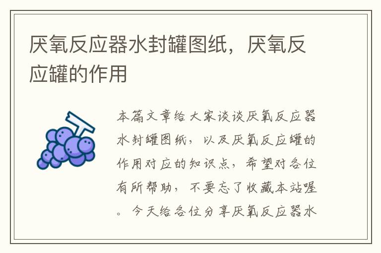 厌氧反应器水封罐图纸，厌氧反应罐的作用