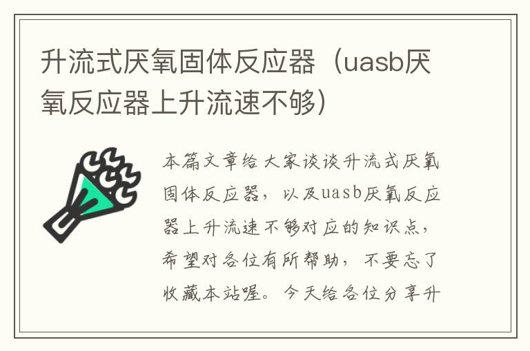 升流式厌氧固体反应器（uasb厌氧反应器上升流速不够）