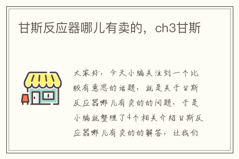 甘斯反应器哪儿有卖的，ch3甘斯